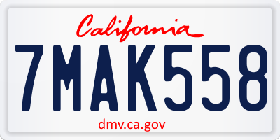 CA license plate 7MAK558