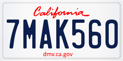 CA license plate 7MAK560