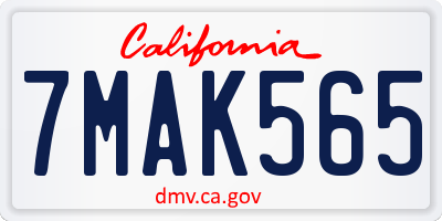 CA license plate 7MAK565