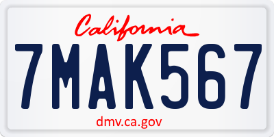 CA license plate 7MAK567