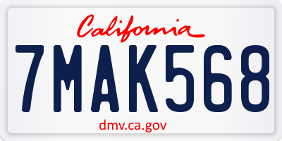 CA license plate 7MAK568