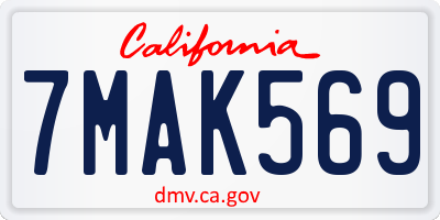 CA license plate 7MAK569