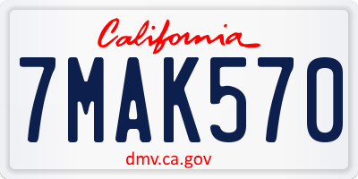 CA license plate 7MAK570