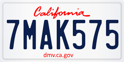 CA license plate 7MAK575