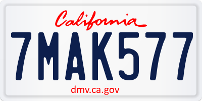 CA license plate 7MAK577