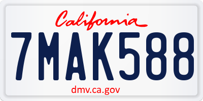CA license plate 7MAK588
