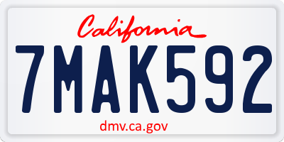 CA license plate 7MAK592