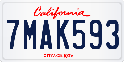 CA license plate 7MAK593