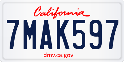 CA license plate 7MAK597
