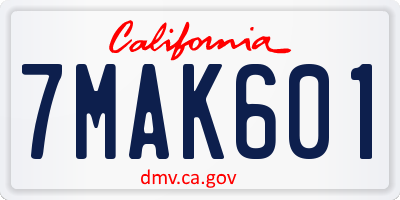 CA license plate 7MAK601