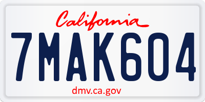 CA license plate 7MAK604