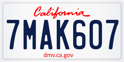 CA license plate 7MAK607