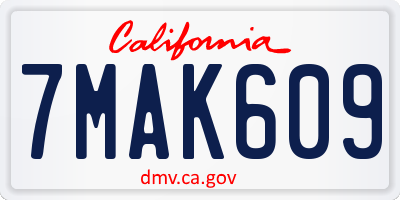 CA license plate 7MAK609