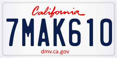 CA license plate 7MAK610