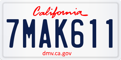 CA license plate 7MAK611