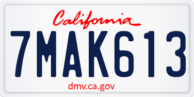 CA license plate 7MAK613