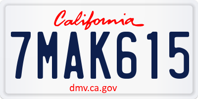 CA license plate 7MAK615