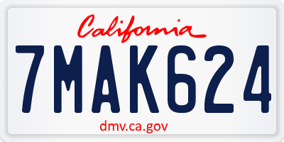 CA license plate 7MAK624