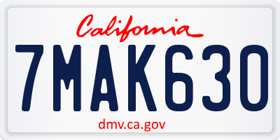 CA license plate 7MAK630