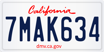 CA license plate 7MAK634