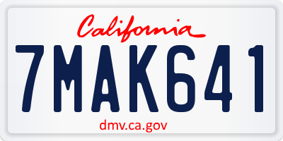 CA license plate 7MAK641