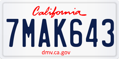 CA license plate 7MAK643