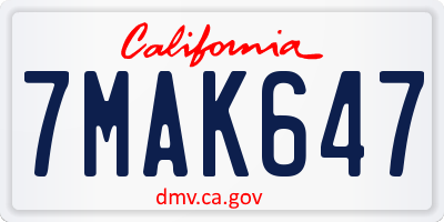 CA license plate 7MAK647