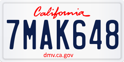 CA license plate 7MAK648