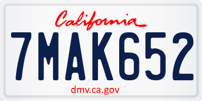 CA license plate 7MAK652