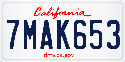 CA license plate 7MAK653
