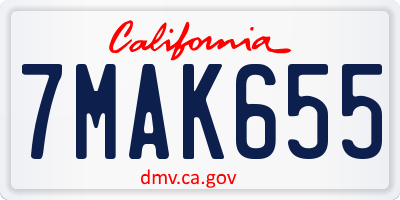 CA license plate 7MAK655