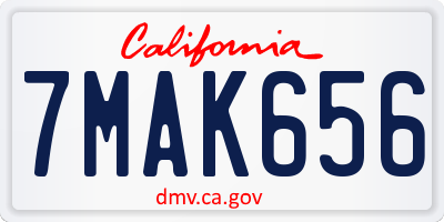 CA license plate 7MAK656