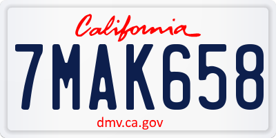 CA license plate 7MAK658