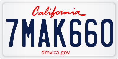 CA license plate 7MAK660