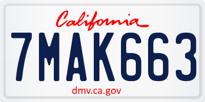 CA license plate 7MAK663
