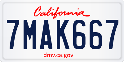 CA license plate 7MAK667