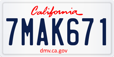 CA license plate 7MAK671