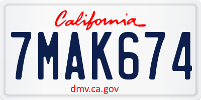 CA license plate 7MAK674