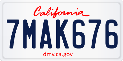 CA license plate 7MAK676