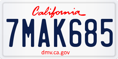 CA license plate 7MAK685