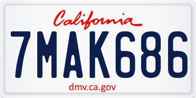 CA license plate 7MAK686