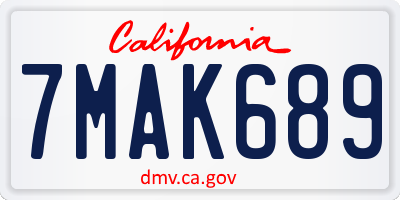 CA license plate 7MAK689