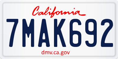 CA license plate 7MAK692