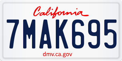 CA license plate 7MAK695