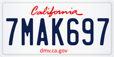 CA license plate 7MAK697