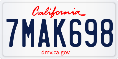 CA license plate 7MAK698
