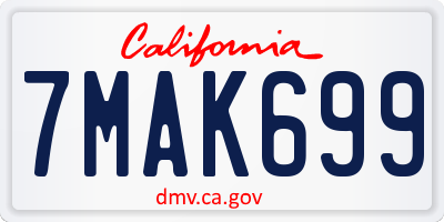 CA license plate 7MAK699