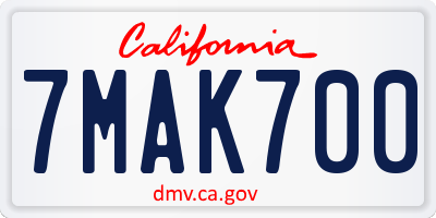 CA license plate 7MAK700