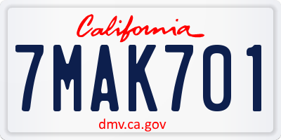 CA license plate 7MAK701