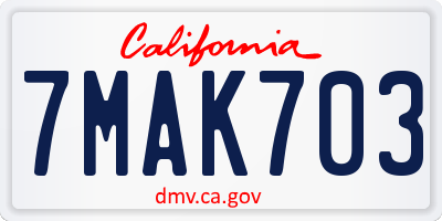 CA license plate 7MAK703